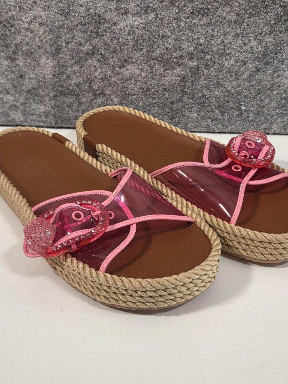 Kurt Geiger Mayfair Pink Jewel Rope Platform Slide Sandals 9 Designer  Resort